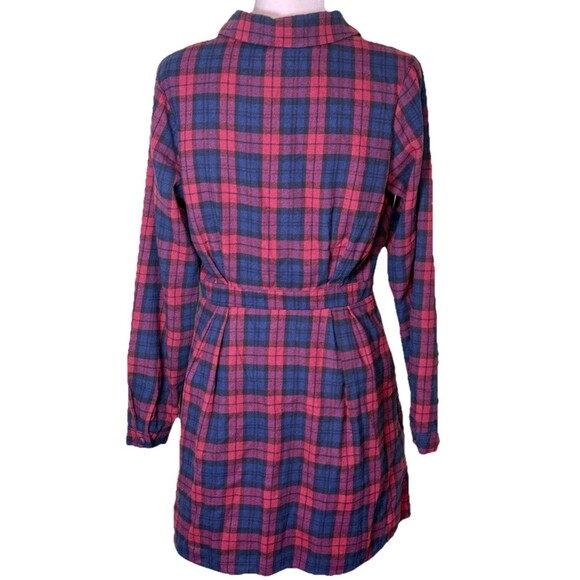 Lulus Women’s Plaid Button Front Babydoll Flannel Shirt Dress Cozy Fall Sz Med - Picture 3 of 9